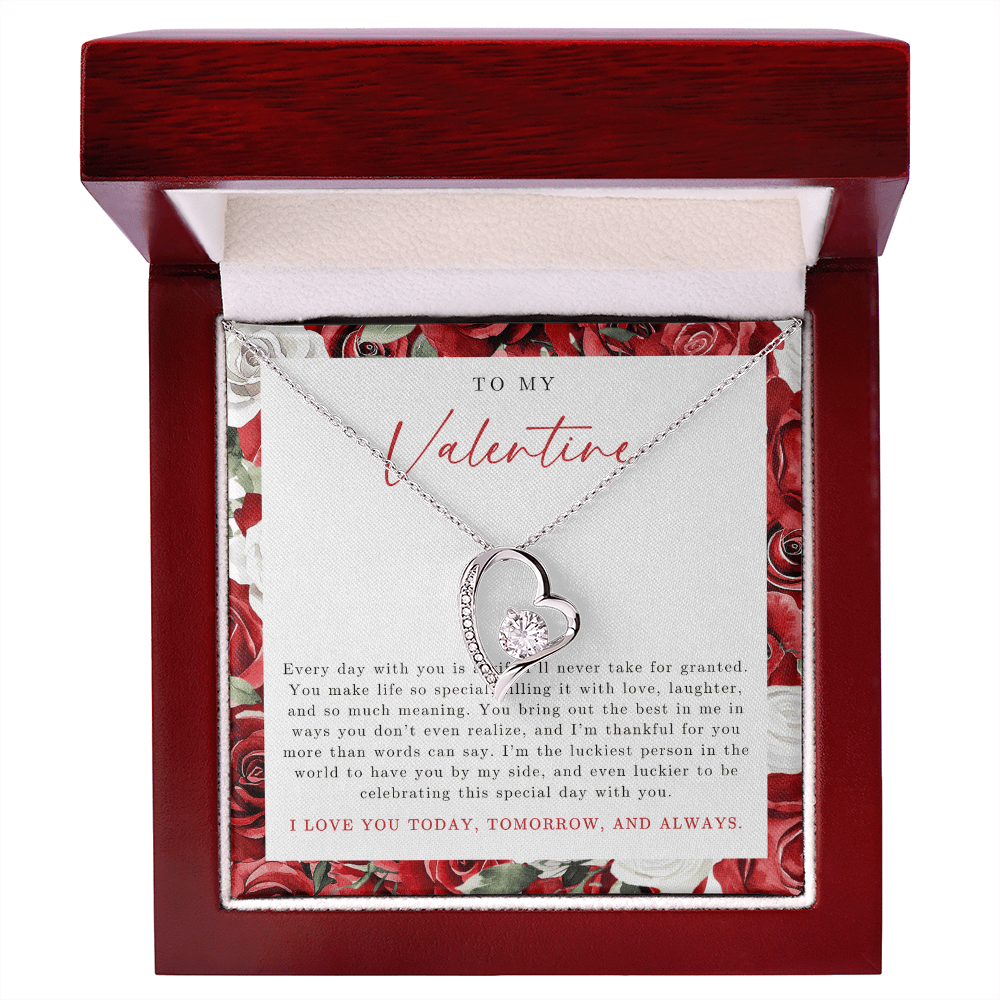 To My Valentine Heart Necklace | Red Rose
