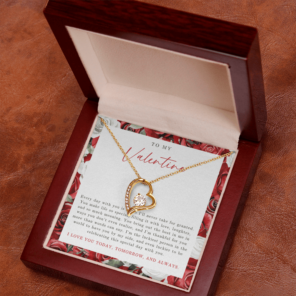 To My Valentine Heart Necklace | Red Rose