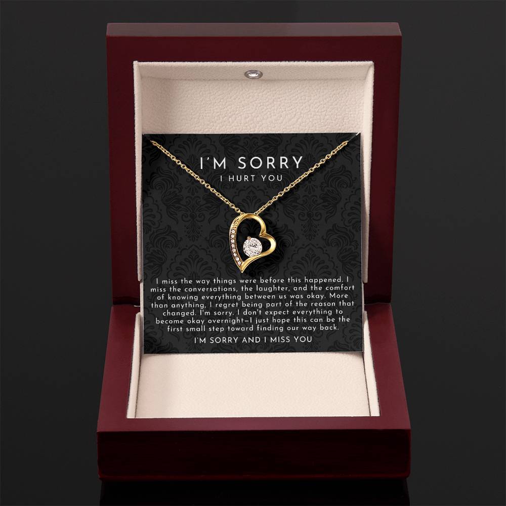 I'm Sorry Apology Heart Necklace | I Miss You Black Lace