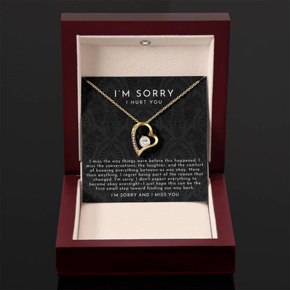 I'm Sorry Apology Heart Necklace | I Miss You Black Lace