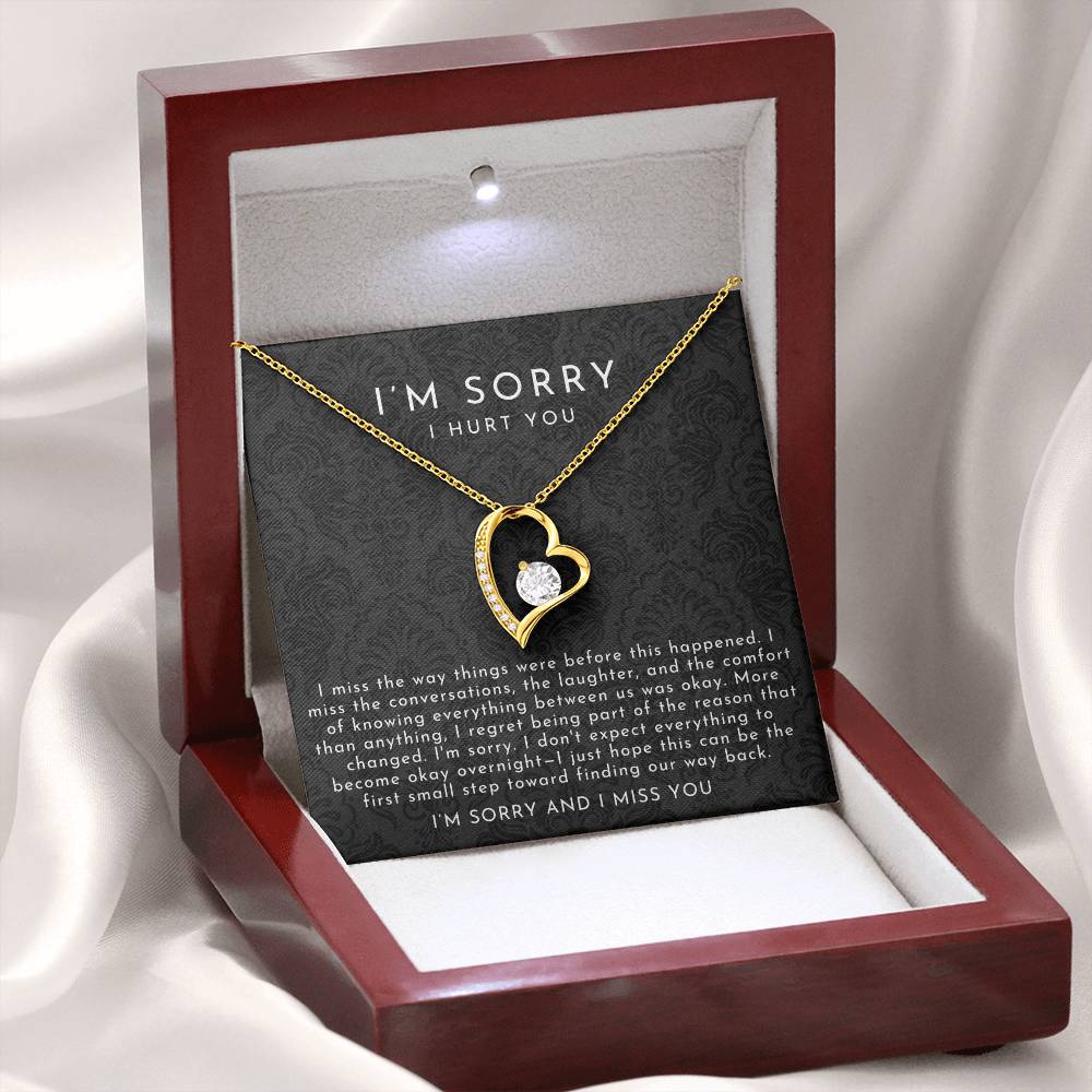 I'm Sorry Apology Heart Necklace | I Miss You Black Lace