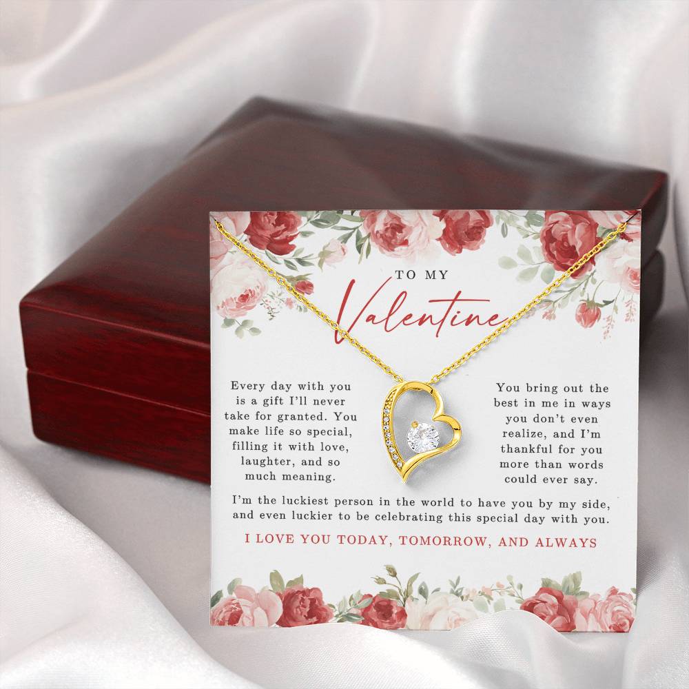 To My Valentine Heart Necklace | Red Floral