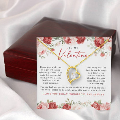 To My Valentine Heart Necklace | Red Floral