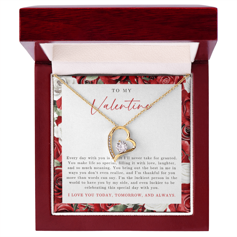 To My Valentine Heart Necklace | Red Rose