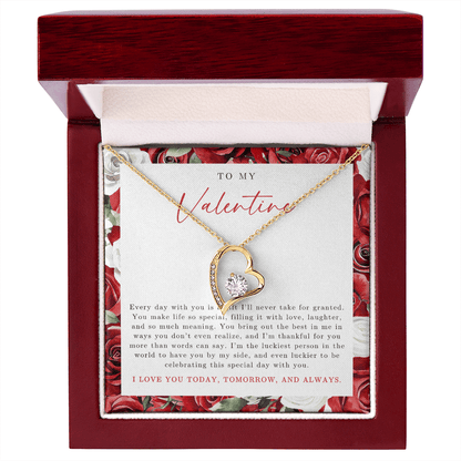 To My Valentine Heart Necklace | Red Rose