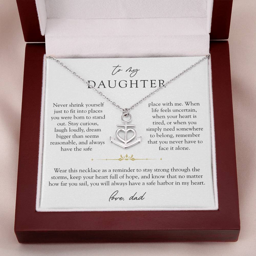 To Daughter From Dad Anchor Necklace | Safe Harbor