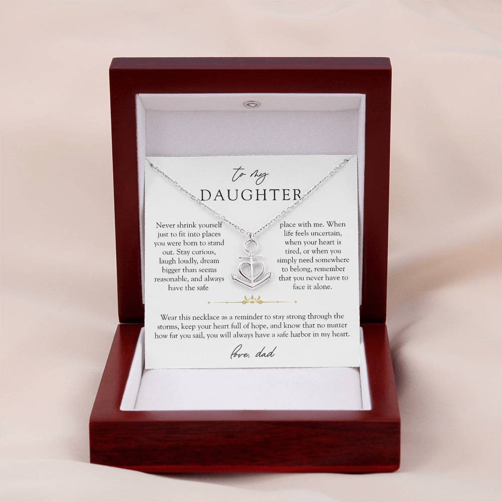 To Daughter From Dad Anchor Necklace | Safe Harbor