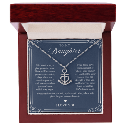 Daughter Anchor Necklace | When Life Gets Stormy Navy & Floral