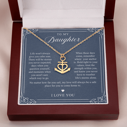 Daughter Anchor Necklace | When Life Gets Stormy Navy & Floral