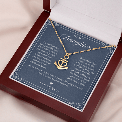 Daughter Anchor Necklace | When Life Gets Stormy Navy & Floral