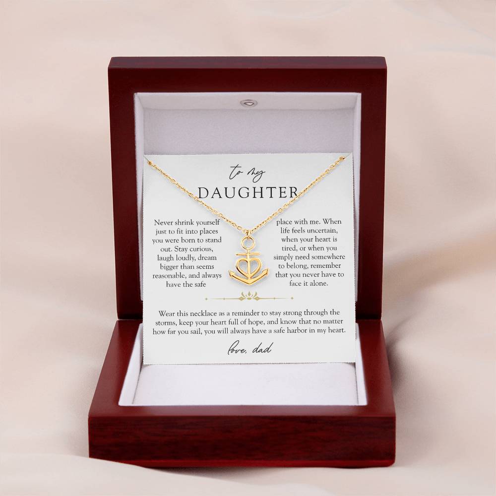 To Daughter From Dad Anchor Necklace | Safe Harbor