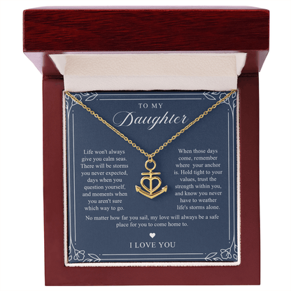 Daughter Anchor Necklace | When Life Gets Stormy Navy & Floral