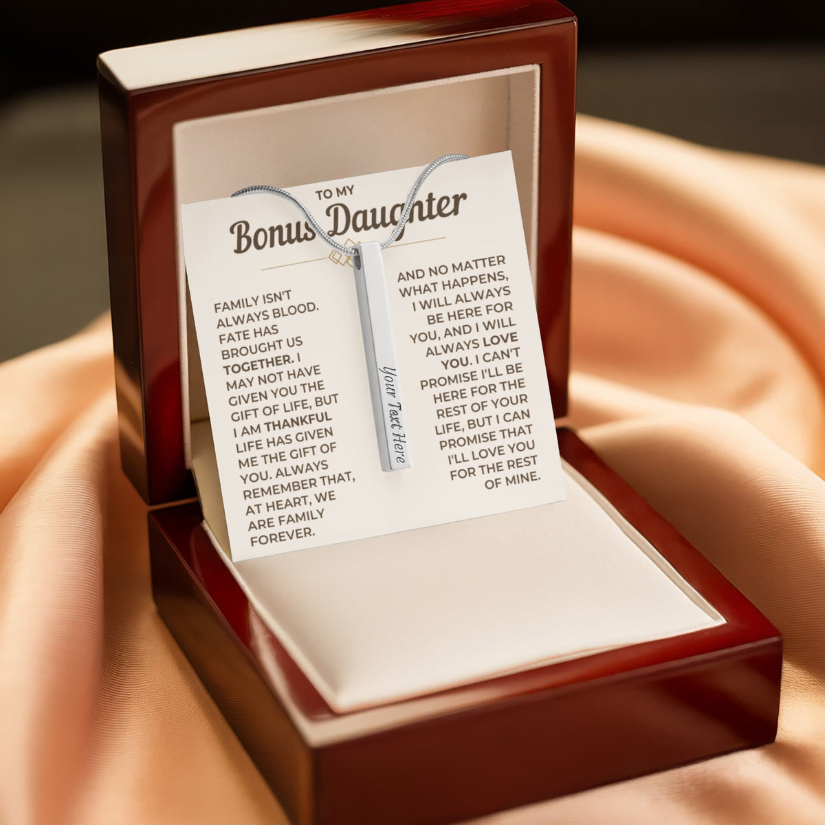 To My Daughter - Custom Horizontal Bar Necklace