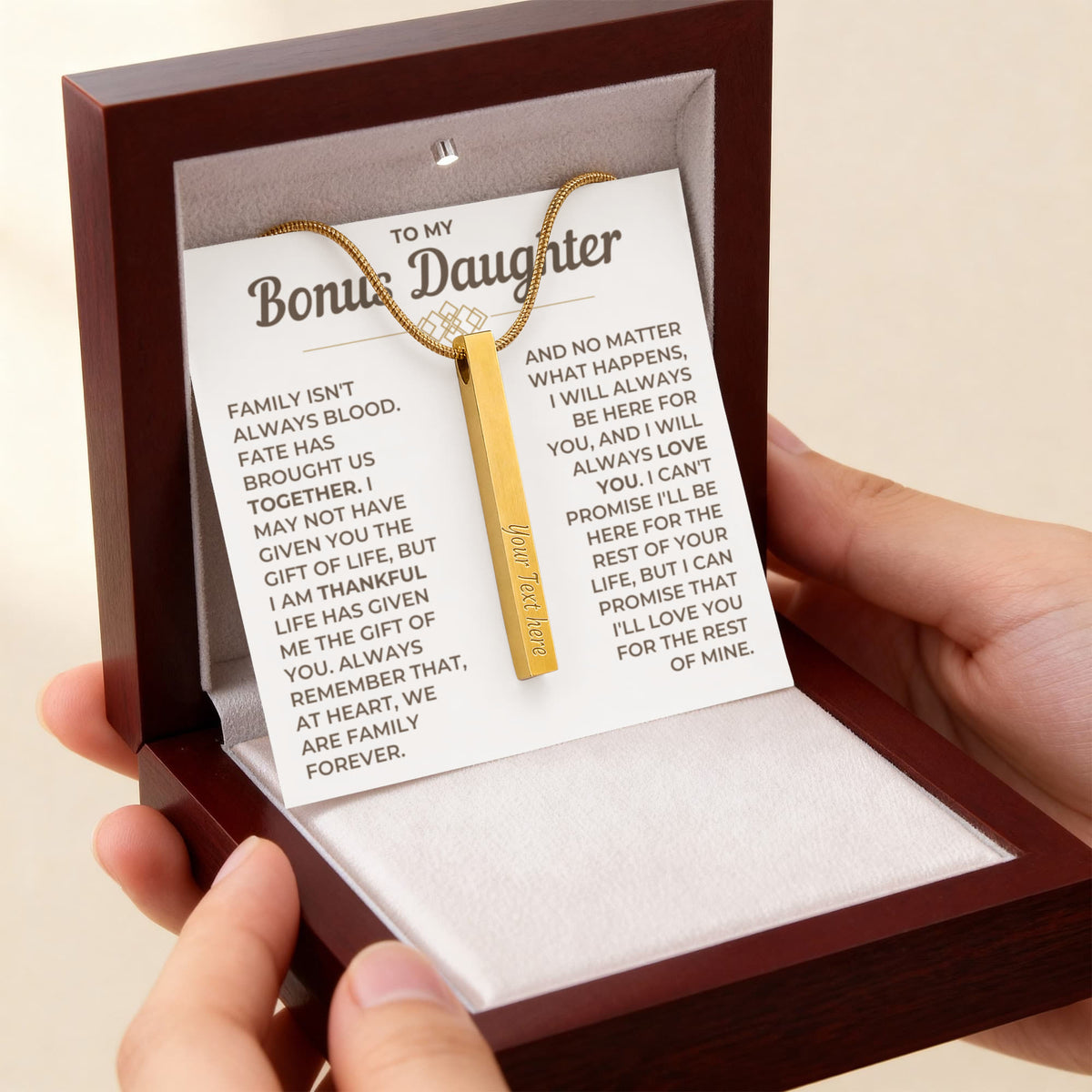 To My Daughter - Custom Horizontal Bar Necklace