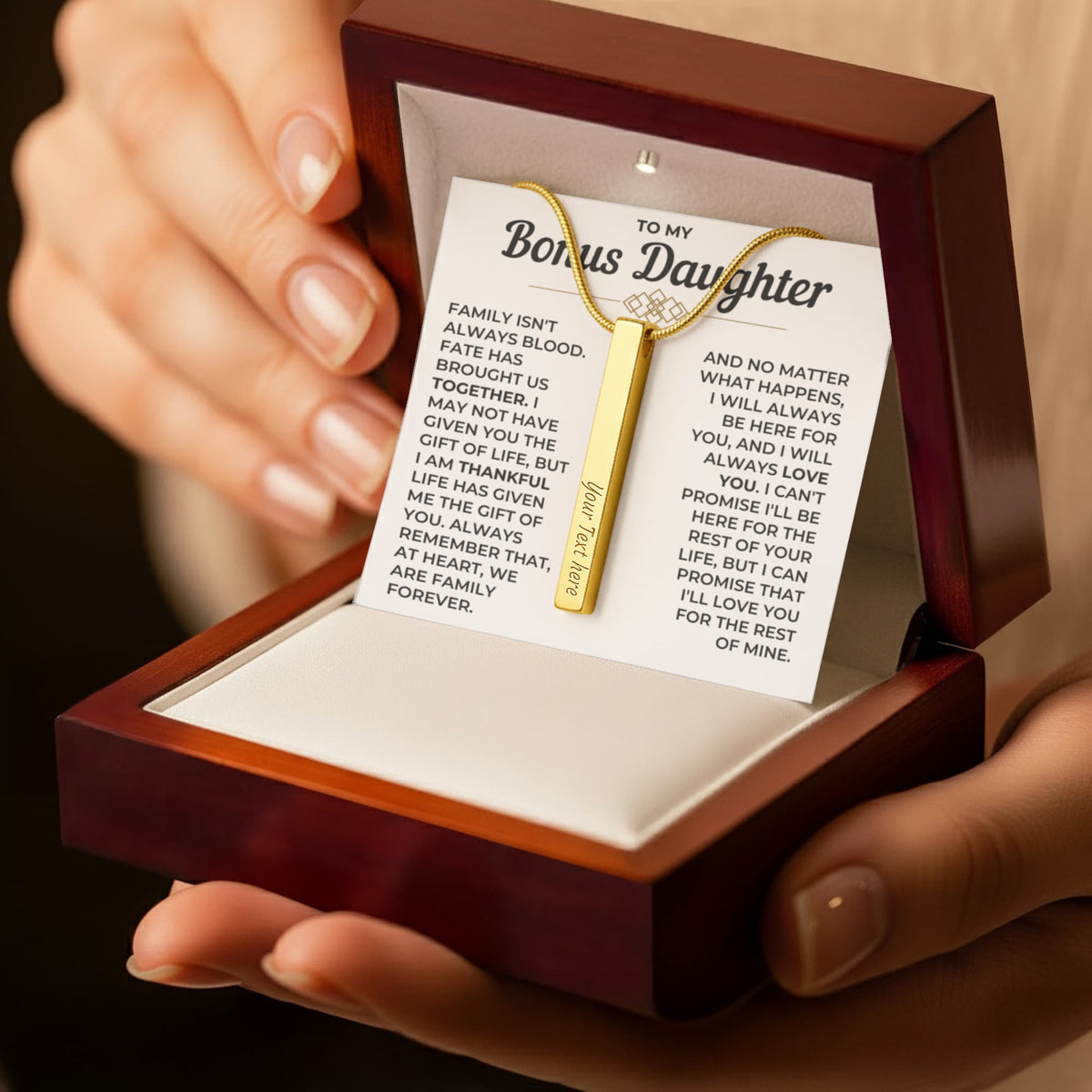 To My Daughter - Custom Horizontal Bar Necklace