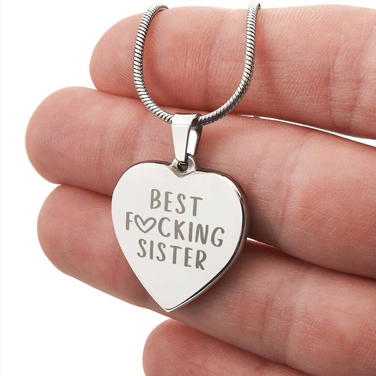 Best Sister Engraved Heart Necklace