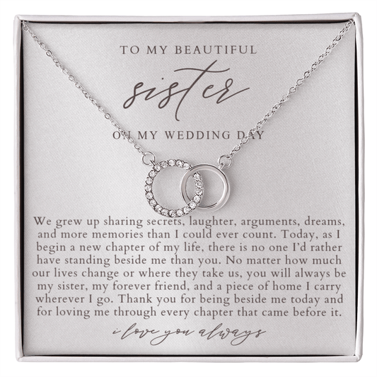 Sister Wedding Day Interlocking Circles Necklace | Elegant Pearlescence