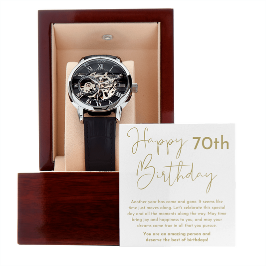 Happy 70th Birthday Gift Skeleton Watch