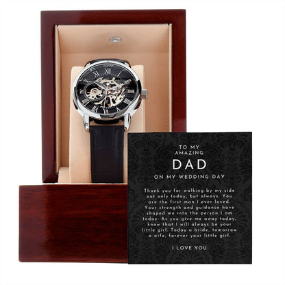 To My Amazing Dad On My Wedding Day Skeleton Watch