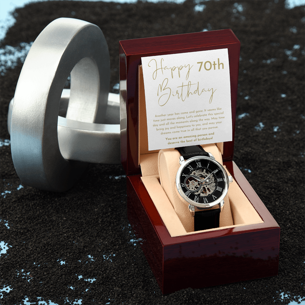 Happy 70th Birthday Gift Skeleton Watch