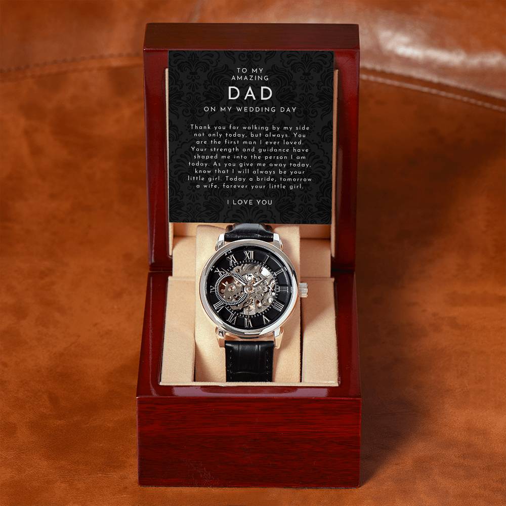 To My Amazing Dad On My Wedding Day Skeleton Watch