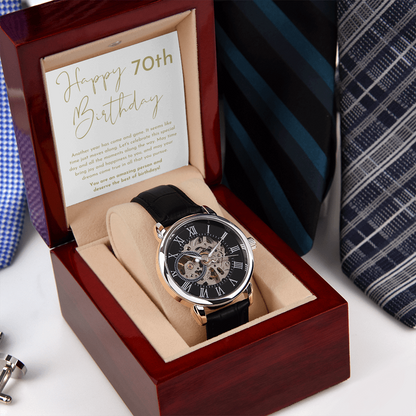 Happy 70th Birthday Gift Skeleton Watch