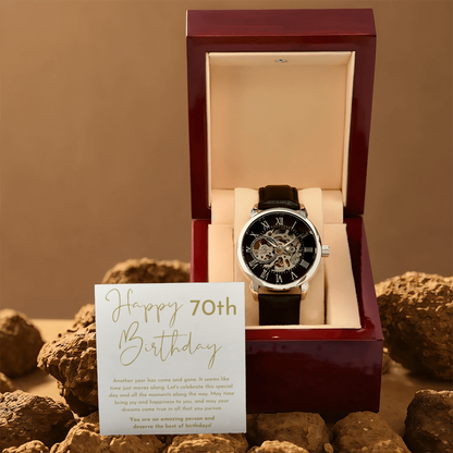 Happy 70th Birthday Gift Skeleton Watch