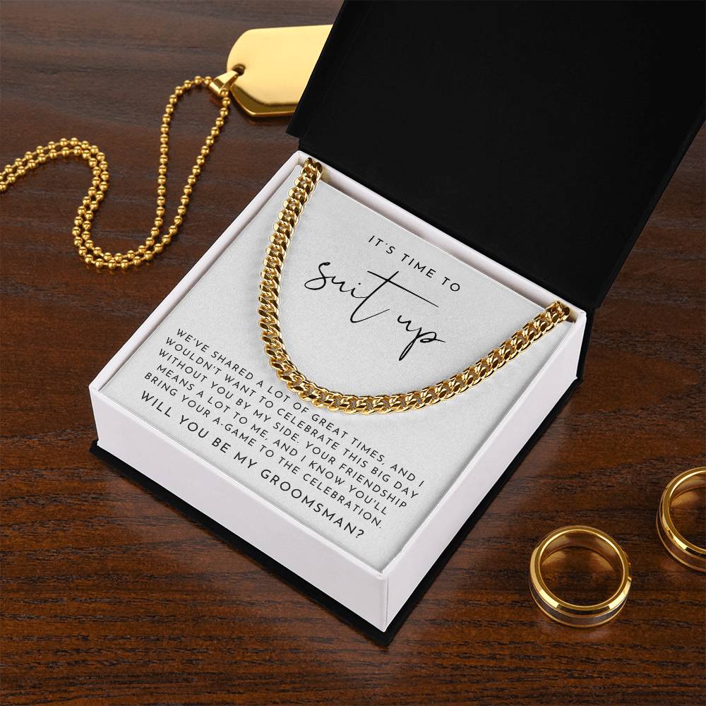 Suit Up Groomsman Proposal Necklace | Heartfelt