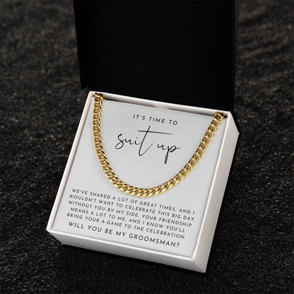 Suit Up Groomsman Proposal Necklace | Heartfelt