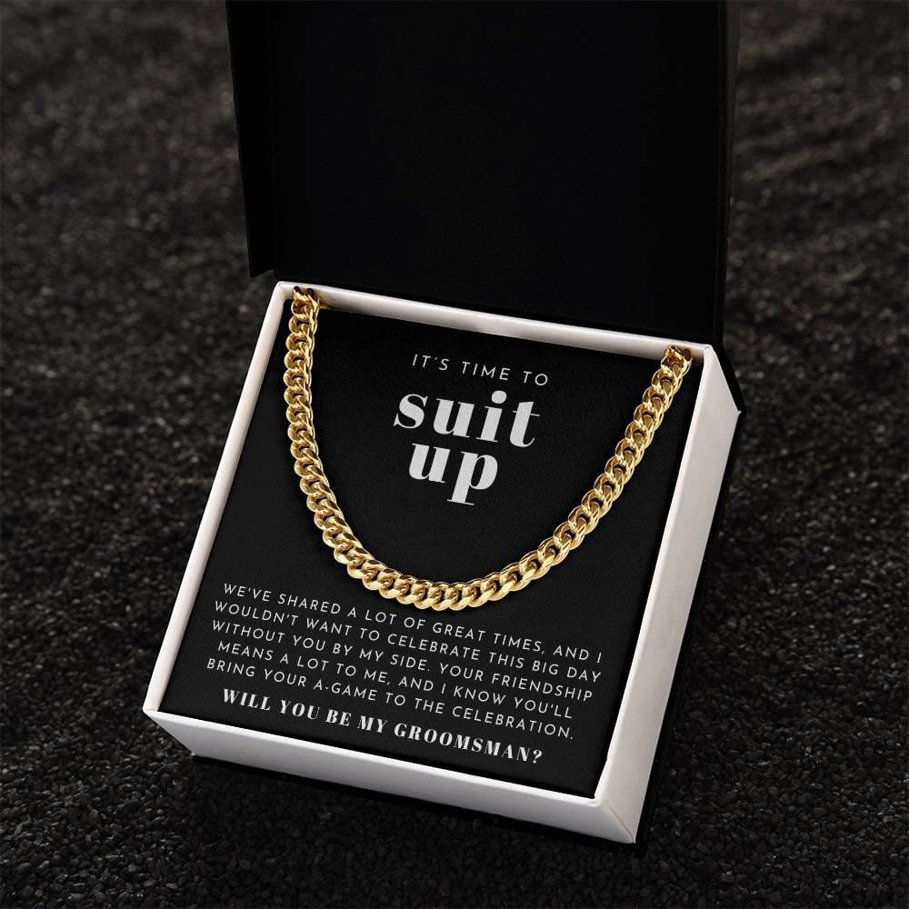 Suit Up Groomsman Proposal Necklace | Bold