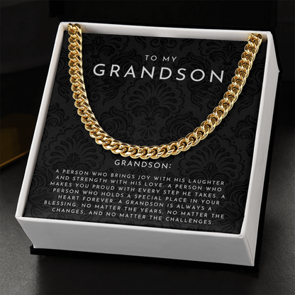 To My Grandson Definition Necklace