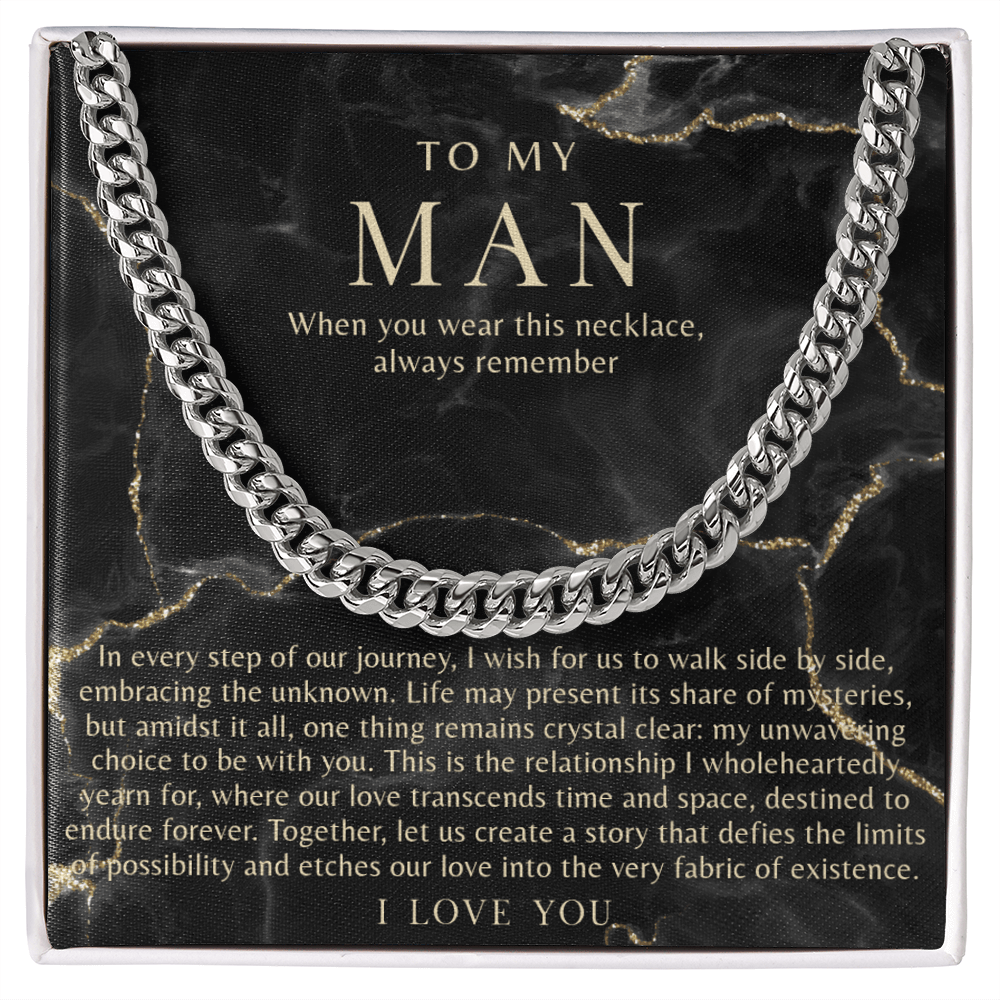 Black Marble To My Man Necklace