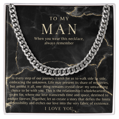 Black Marble To My Man Necklace