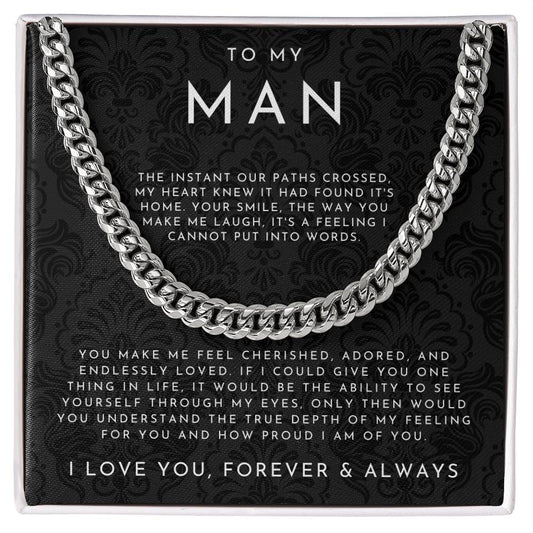 To My Man Necklace, Husband Boyfriend Gift