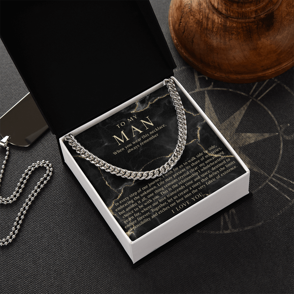 Black Marble To My Man Necklace