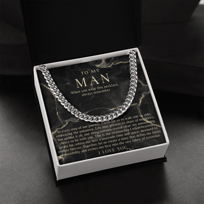Black Marble To My Man Necklace