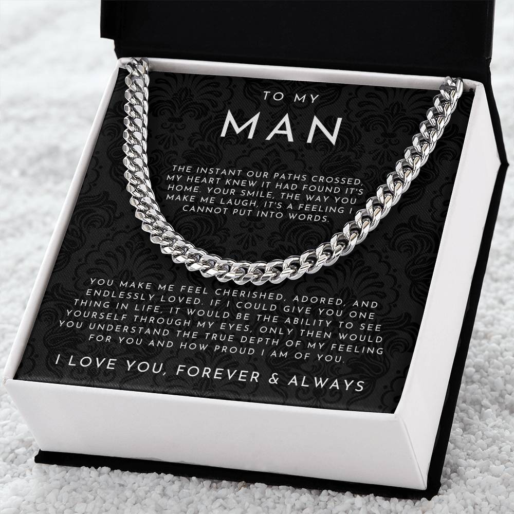 To My Man Necklace, Husband Boyfriend Gift