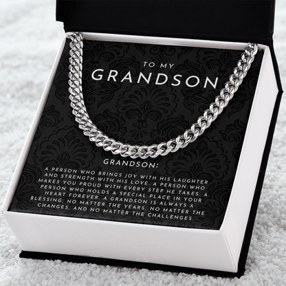 To My Grandson Definition Necklace