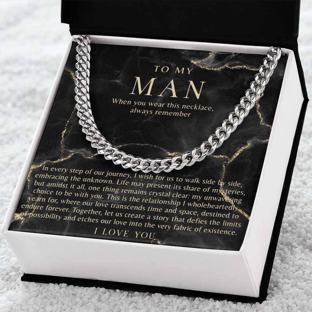 Black Marble To My Man Necklace