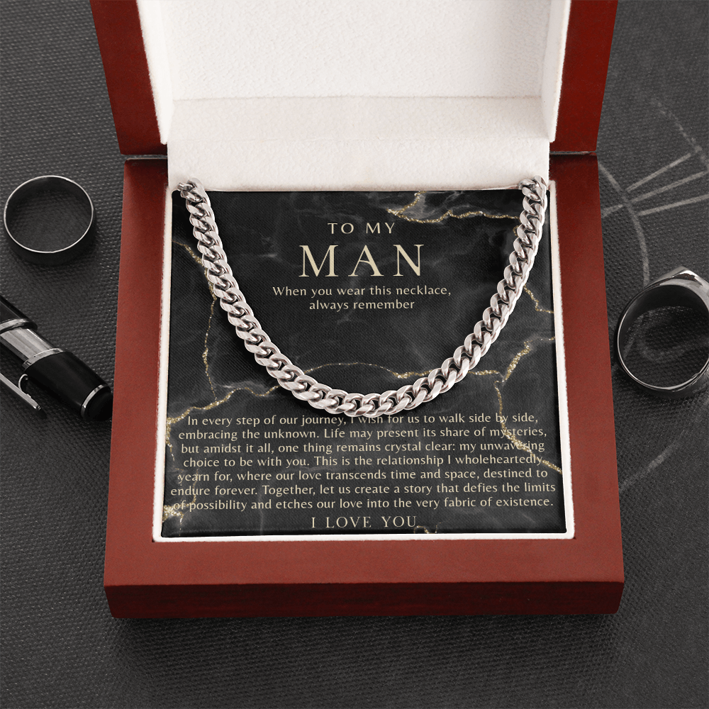 Black Marble To My Man Necklace