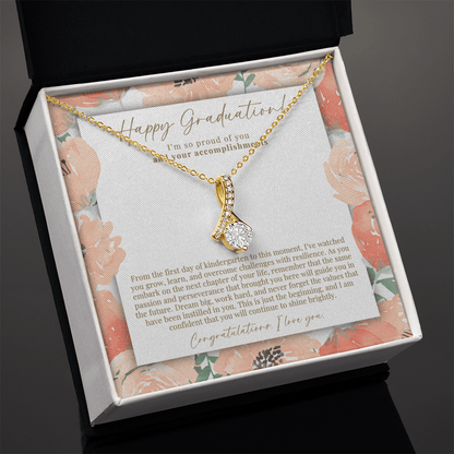 Happy Graduation Necklace | Peach Floral