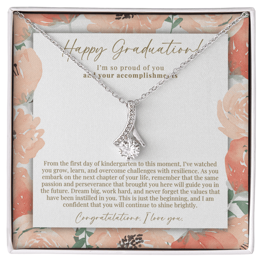Happy Graduation Necklace | Peach Floral