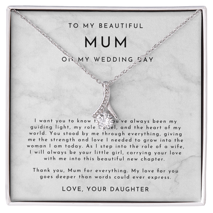 Mum Wedding Day Necklace, From Bride to Mum Gift
