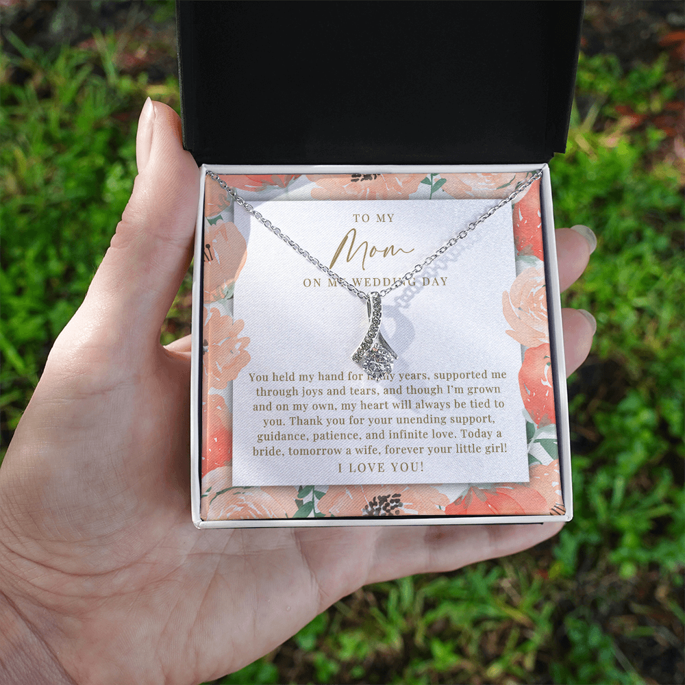 Mom Wedding Day Necklace | Forever Your Girl Peachy Floral