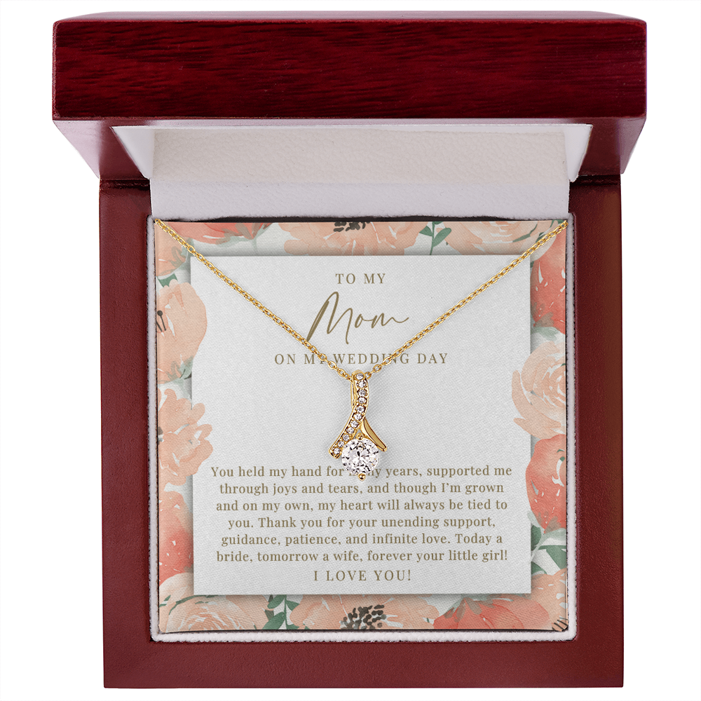 Mom Wedding Day Necklace | Forever Your Girl Peachy Floral
