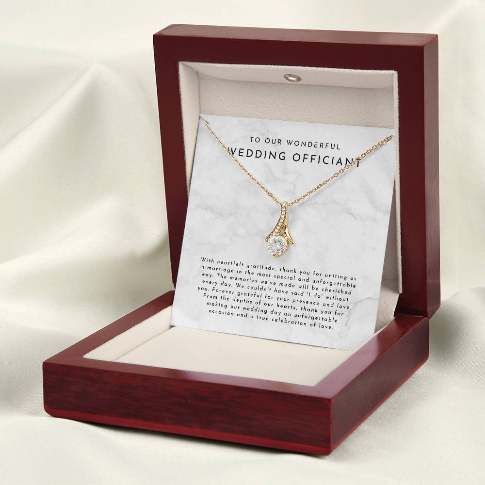 Wedding Officiant Gift (With Heartfelt Gratitude) Alluring Beauty Necklace - Timeless Marble Collection