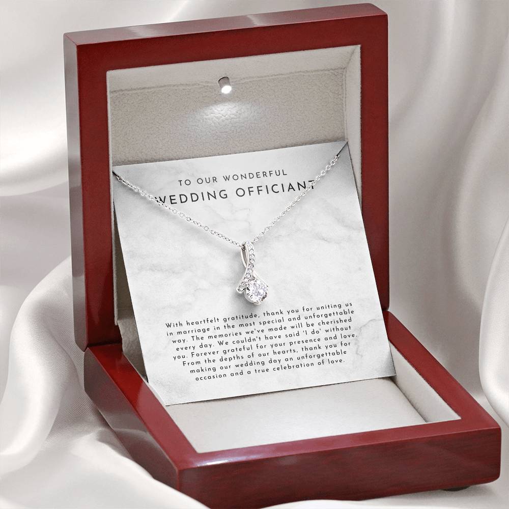 Wedding Officiant Gift (With Heartfelt Gratitude) Alluring Beauty Necklace - Timeless Marble Collection