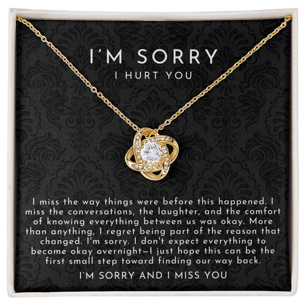 I'm Sorry Apology Love Knot Necklace | I Miss You Black Lace
