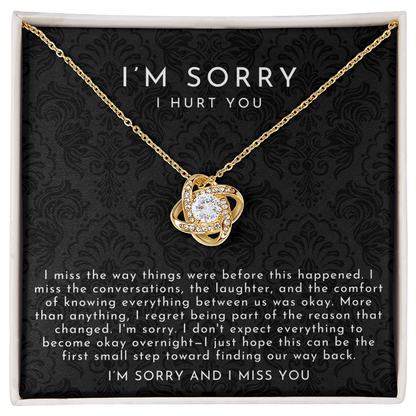 I'm Sorry Apology Love Knot Necklace | I Miss You Black Lace