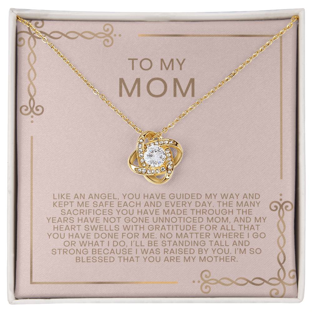 Gold and Blush Angel Mom Necklace